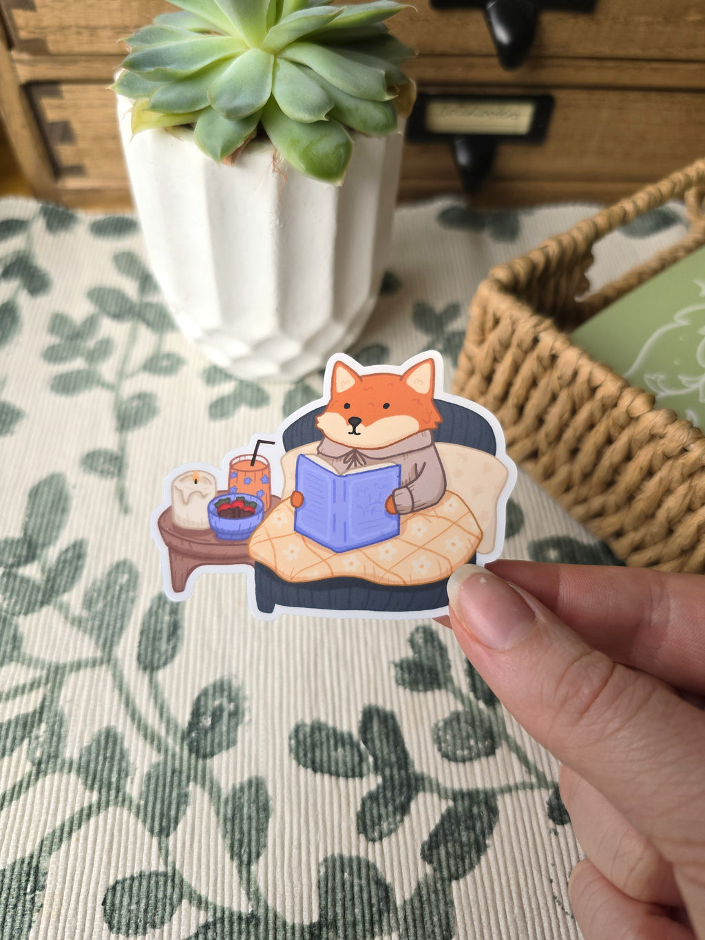 Cosy Evening Fox Sticker