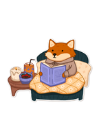 Cosy Evening Fox Sticker