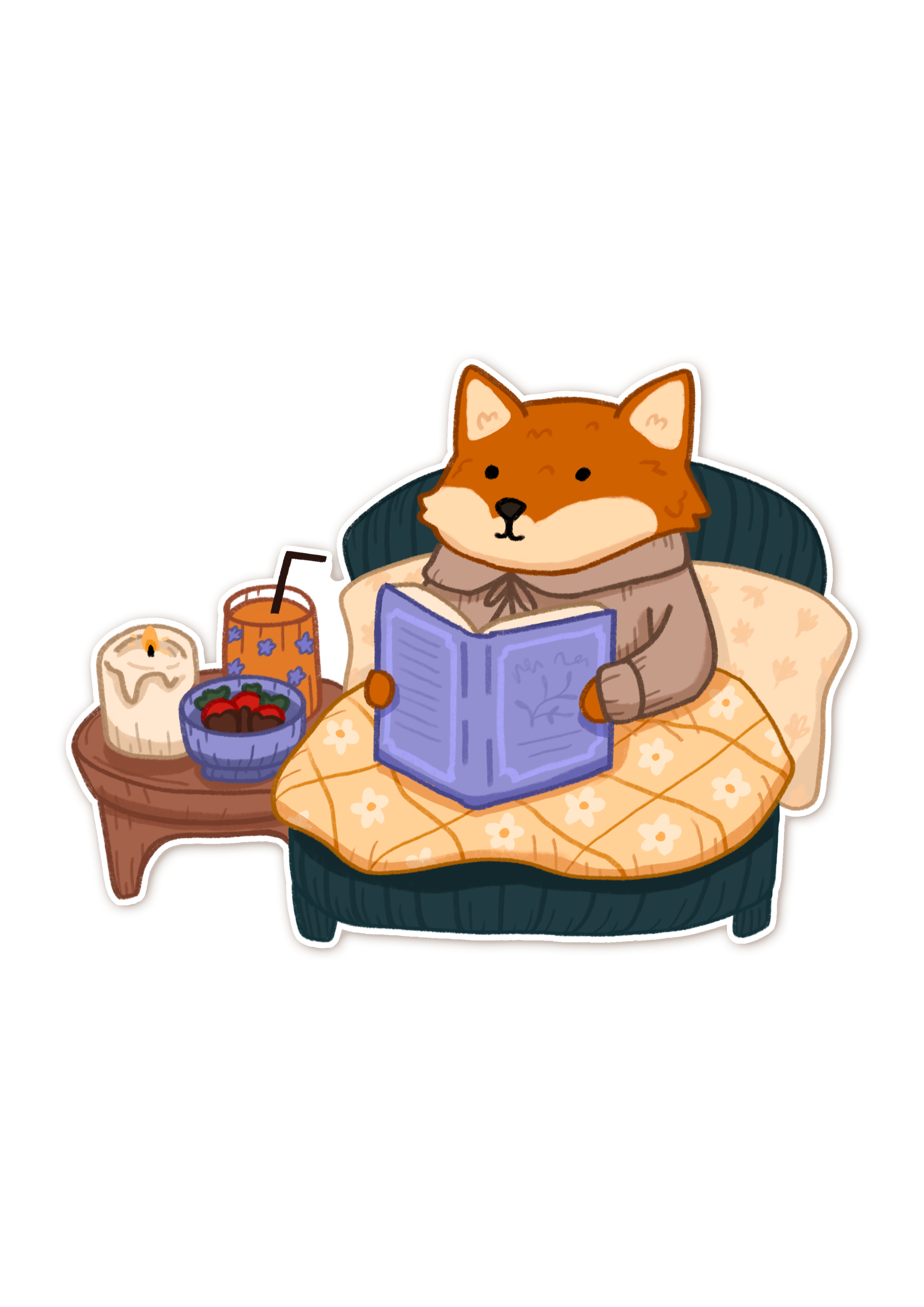 Cosy Evening Fox Sticker