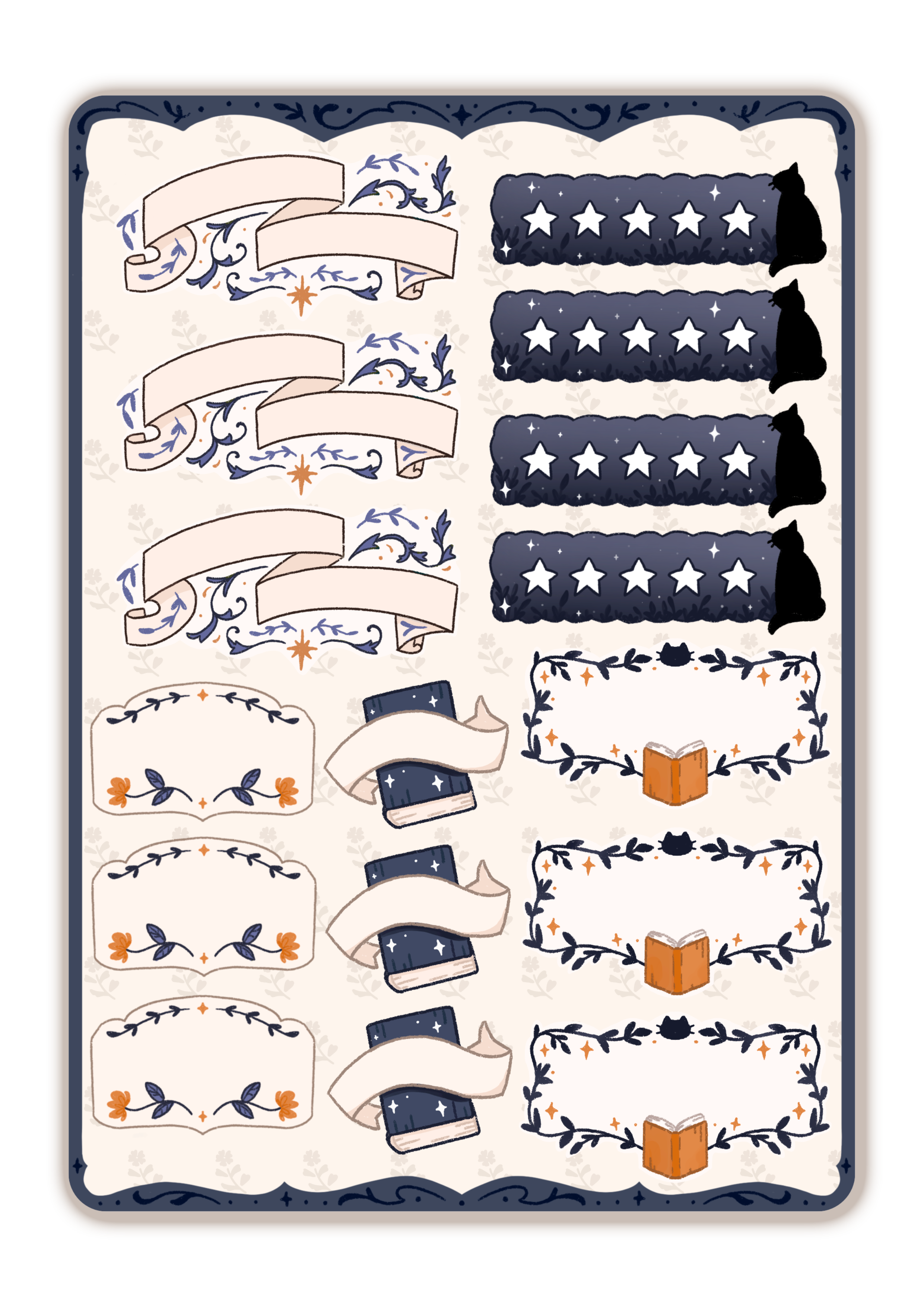 Bookish Journaling Sticker Sheet Midnight